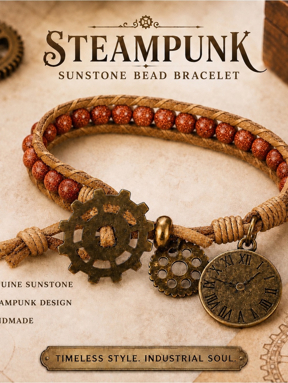 Sunstone Bead Bracelet - Brown